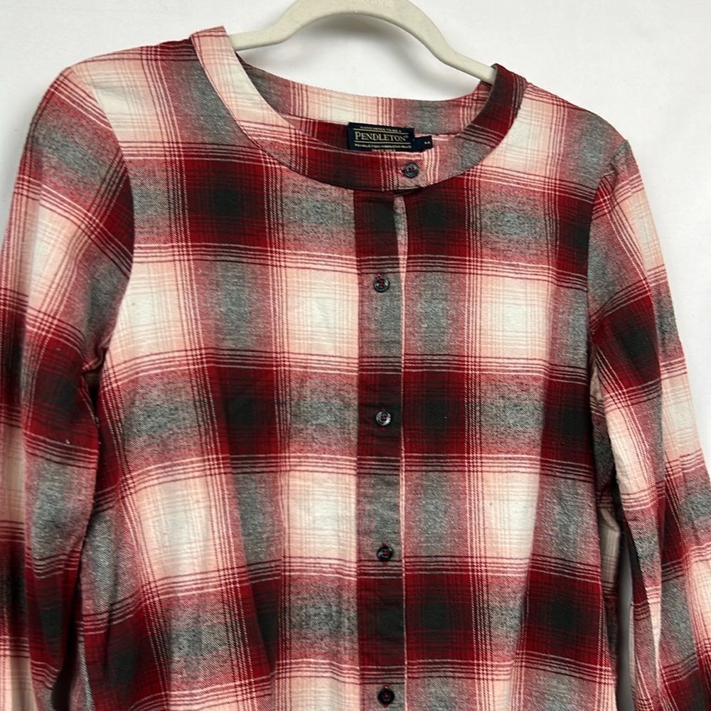Pendleton Red And Gray Plaid Button Front Flannel… - image 2